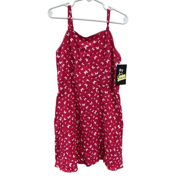 New Art Class Girls Small (6/7) Butterfly Thin Strap Back Zip Scallop Edge Dress - Picture 1 of 3